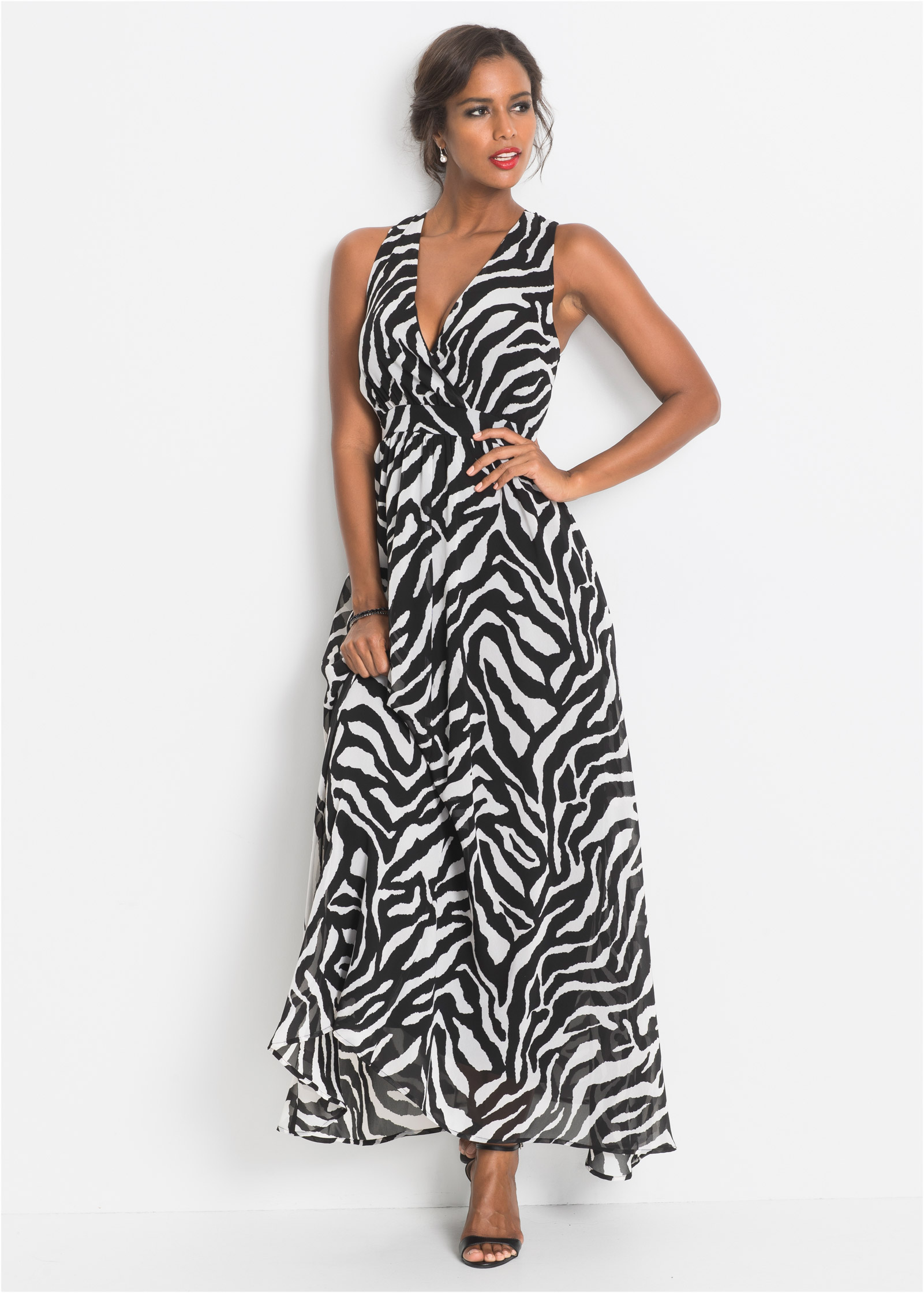 Zebra Print Wrap Dress in Black \u0026 White | VENUS